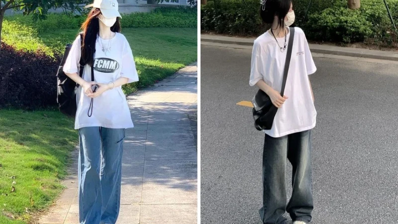 Quần jean với áo thun