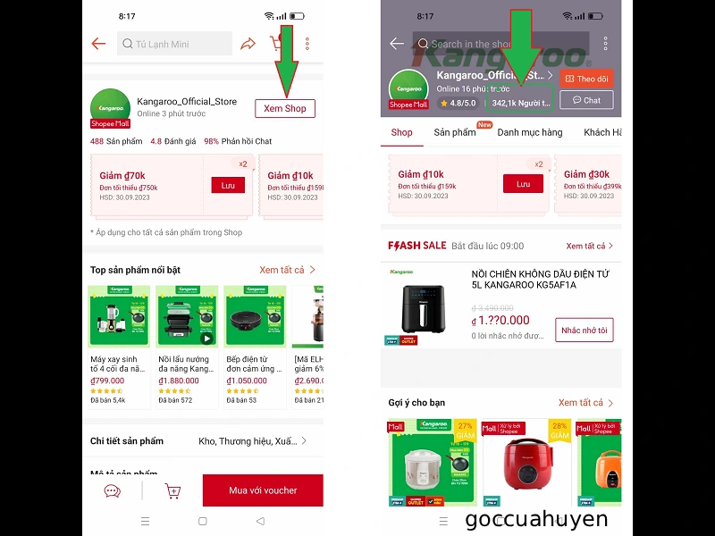 Xem số lượng người theo dõi của shop